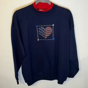 MCCC Sportswear Womens VTG Americana Flag Holiday Sweater PL Patriotic